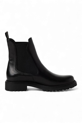 Womens Leather High Chelsea Classic  Ankle Boots - Black