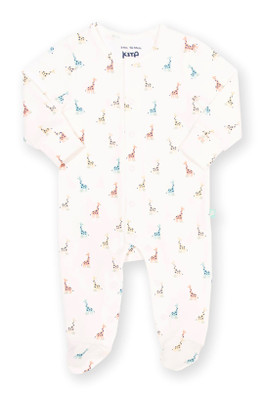 Baby 95% Organic Cotton Popper Sleepsuit - Sweet Giraffe