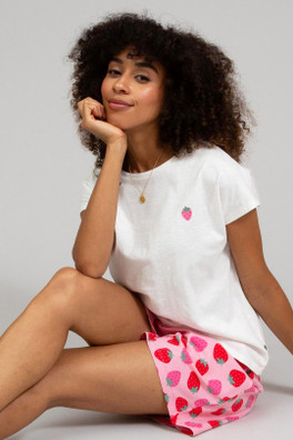 Womens 95% Organic Cotton Jersey Short Pyjamas - Berry Brave