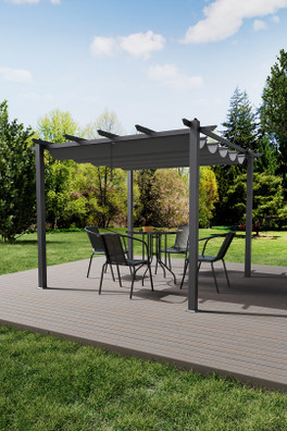 Garden Aluminum Patio Pergola with Canopy - Black - 3*4M