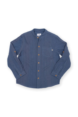 Kids Grandad 100% Organic Cotton Shirt - Navy