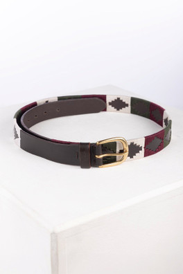 Askwith Womens Polo Belt - Olive/White/Burgundy