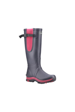Womens Milton Adjustable Wellington Boot - Navy/Pink