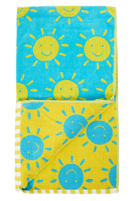 Kids 100% Organic Cotton Lagoon Towel - Sunshine Smiles
