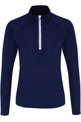 Performance Womens Long Sleeve Quarter Zip Top - Navy/White