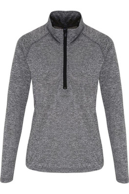 Performance Womens Long Sleeve Quarter Zip Top - Black Melange/Black