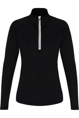 Performance Womens Long Sleeve Quarter Zip Top - Black/White