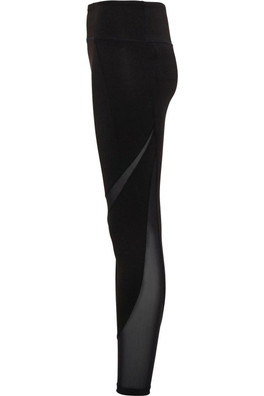 Mesh Tech Panel Womens Full-Length Leggings - Black