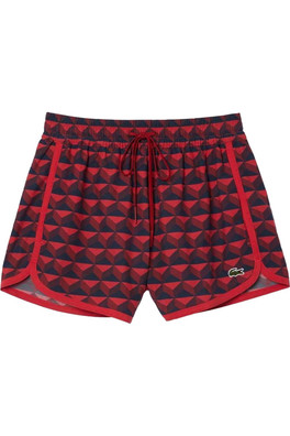 Womens Draped Graphic Print Shorts - Red
