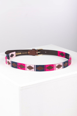 Ripon Womens Slim Leather Polo Belt - Bonbon/Navy/Sorbet