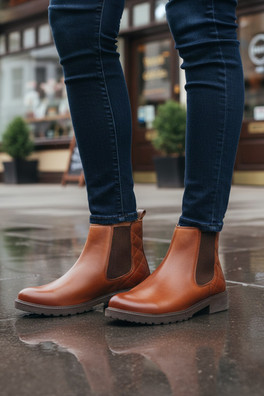 Olivia Womens Leather Chelsea Boots - Tan
