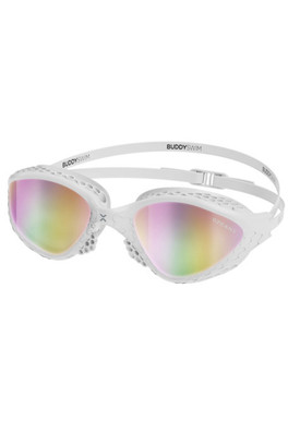 OzeanX Unisex Swim Goggles - White/Iridium Mirror