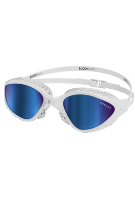 OzeanX Unisex Swim Goggles - White/Blue Mirror