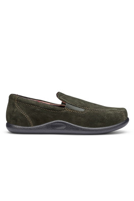 Relax Men's Regular Fit Suede Slipper - Forest Green-Tartan