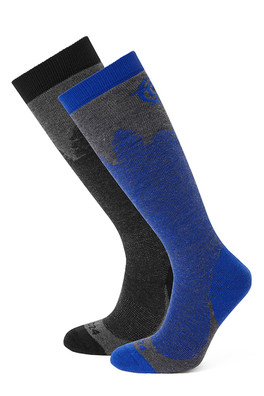 Aprica 2 Pack Men Ski Socks - Black/Royal Blue