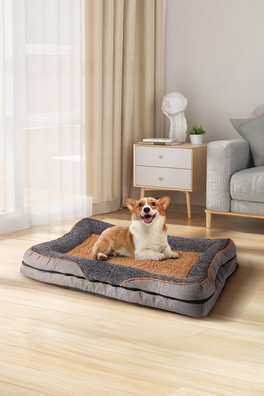 Anti-Slip Pet Sleeping Bed - 50x40x9cm-Brown