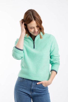 Beye Womens 1/4 Zip Grid Fleece - Bevelled Glass