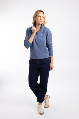 Avery Womens 1/4 Zip Sweatshirt - Faded Blue