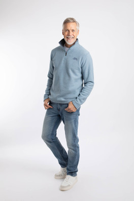 Newark Mens 1/4 Zip Grid Fleece - Light Blue