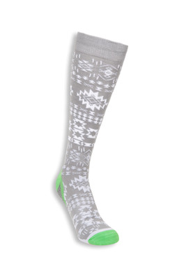 Polar Patterned Merino Womens Knee Length Ski Sock - Gris Pâle