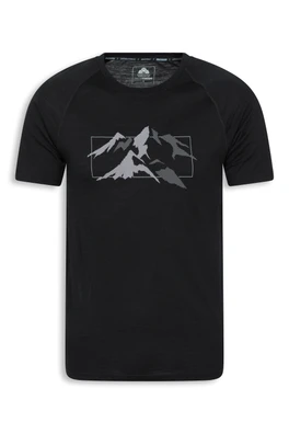 EMS Quest Mens Printed Thermal Short Sleeve Top - Black