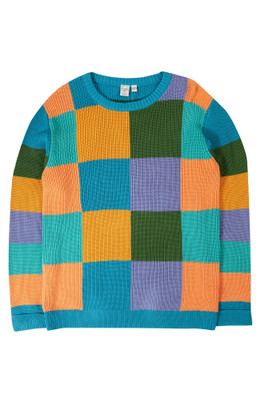 Womens 100% Organic Cotton Lenny Jumper - Rainbow Checkerboard