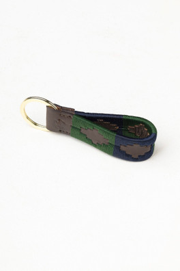 Askwith Leather Loop Polo Keyring - Olive/Navy