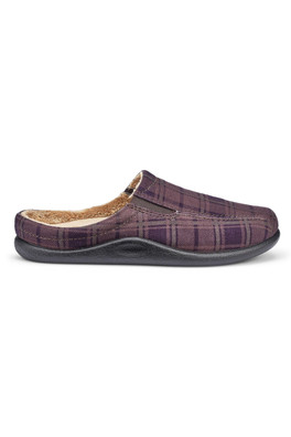 Slide Men's Regular Fit Textile Slipper - Brown Check
