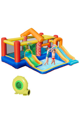 Kids Bouncy Castle with Double Slide - Multi-colored