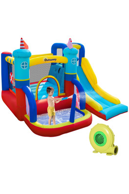 Bouncy Castle with Slide Pool Climbing Wall - Multi-colored