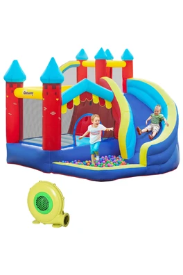 Bouncy Castle with Slide Pool Climbing Wall - Multi-colored