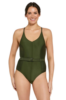 Mandira Belt Crossback Womens One Piece Swimsuit - Green