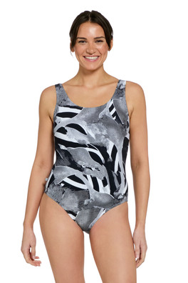 Sea Skin Print Womens One Piece Swimsuit - Black
