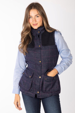 Belton III Womens Tweed Waistcoat - Navy Check