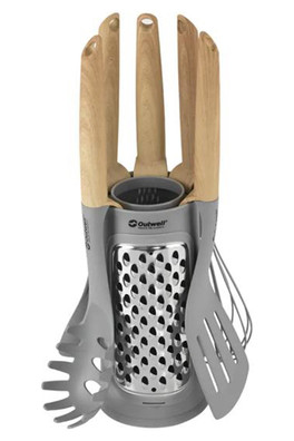 Adana Utensil Set - Wood/Grey