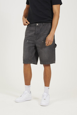 Mens Loose Fit Denim Carpenter Shorts - Grey