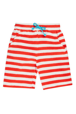 Kids 100% Organic Cotton Beach Towelling Shorts - Papaya Stripe