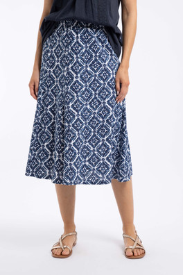 Romaro Womens Printed Jersey Midi Skirt - Twilight