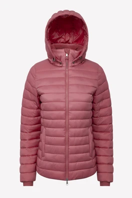 Rose Womens Hooded Equestrian Puffer Jacket - Cranberry