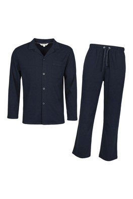 Mens Thermal Pyjama Set Long Sleeve Top & Bottoms - Navy