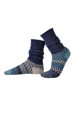 Unisex Mismatched Slouch Sweater Fusion Socks - Cerulean