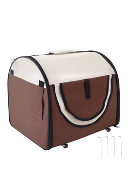 Folding Fabric Soft Pet Crate Cage - Brown