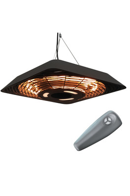 2000W Aluminium Halogen Ceiling Heater with Remote - Black