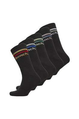 5 Pairs Mens Cotton Breathable Crew Athletic Socks - Black