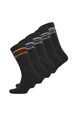 5 Pairs Mens Cotton Breathable Crew Athletic Socks - Black