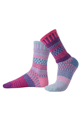 Unisex Mismatched Striped Pattern Crew Sock - Twilight