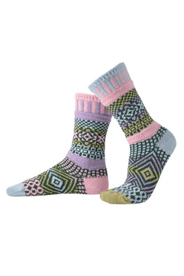Unisex Mismatched Striped Pattern Crew Sock - Lilac