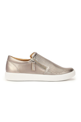 Daisy Women's Wide Fit Leather Trainer - Pewter