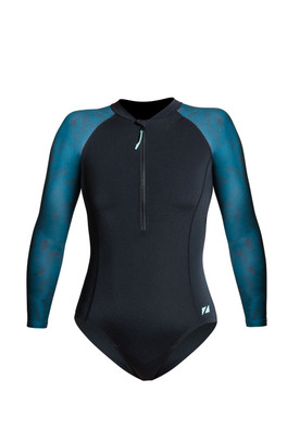 Long Sleeve Women's Swimsuit - Black/Teal