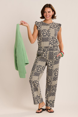 Helena Womens Patchwork Beach Pant - Navy
